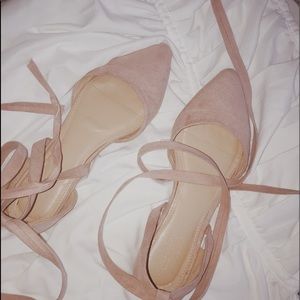 Suede, Lace-up, Open Flats